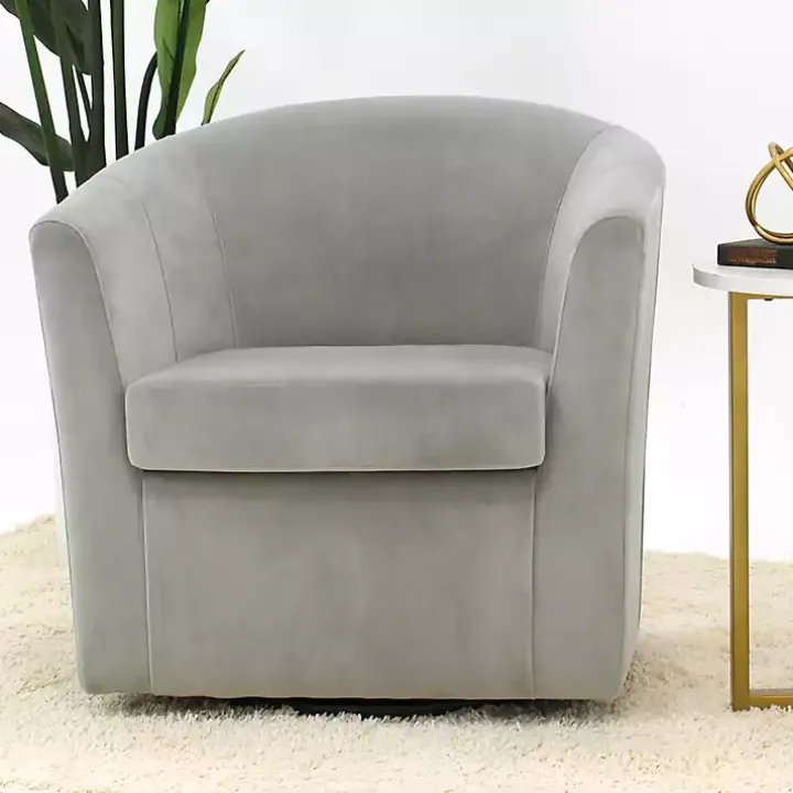 Light Gray Swivel Barrel Accent Chair