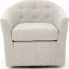 Light Gray Tufted Swivel Barrel Accent Chair