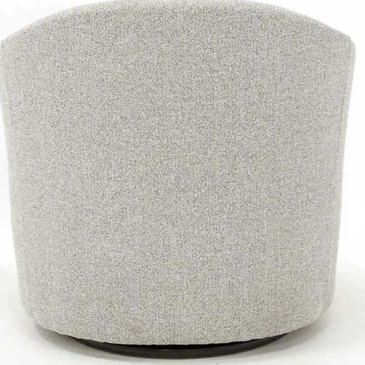 Light Gray Tufted Swivel Barrel Accent Chair