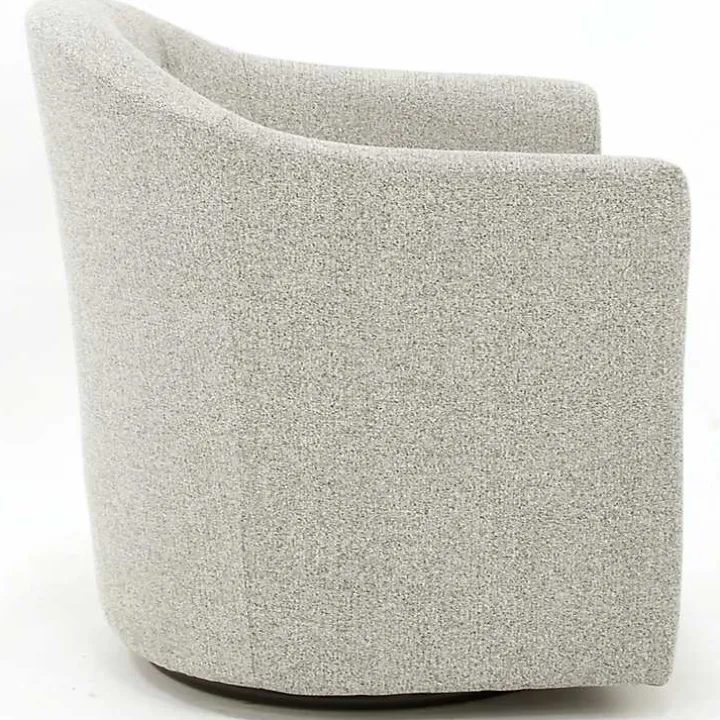 Light Gray Tufted Swivel Barrel Accent Chair
