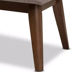 Light Gray Tufted Walnut Wood Bench