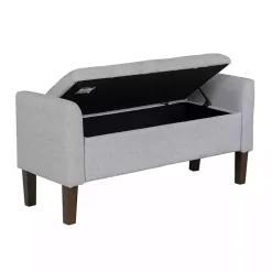 Light Gray Upholstered Blaire Storage Bench