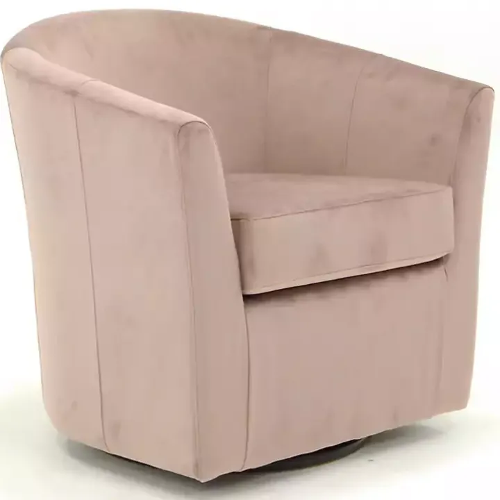Light Pink Swivel Barrel Accent Chair