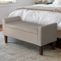 Light Taupe Upholstered Blaire Storage Bench