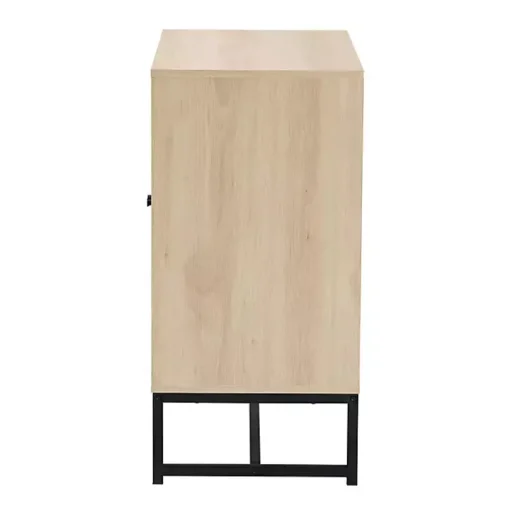 Light Wood and Rattan 2-Door Cabinet