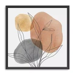 Linear Leaf Trio Framed Canvas Art Print