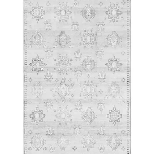 Lottie Gray Vintage Washable Area Rug, 8x10