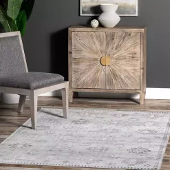 Lottie Gray Vintage Washable Area Rug, 8x10