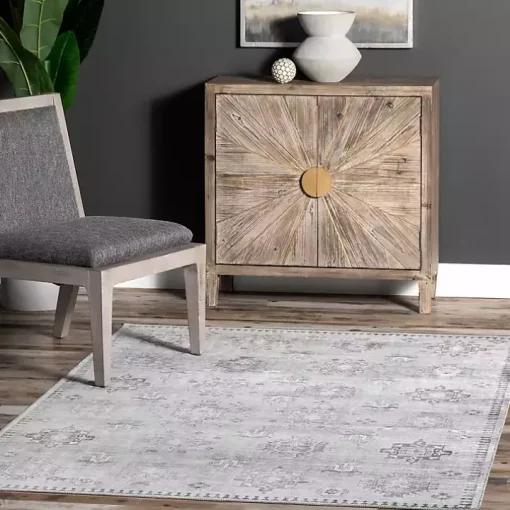 Lottie Gray Vintage Washable Area Rug, 8x10