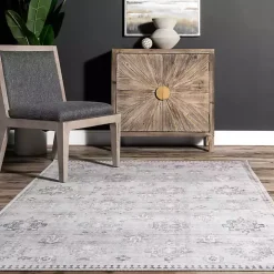 Lottie Gray Vintage Washable Area Rug, 8x10