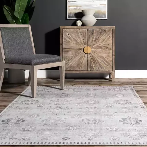 Lottie Gray Vintage Washable Area Rug, 8x10