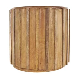 Mango Wood Ridged Drum Accent Table