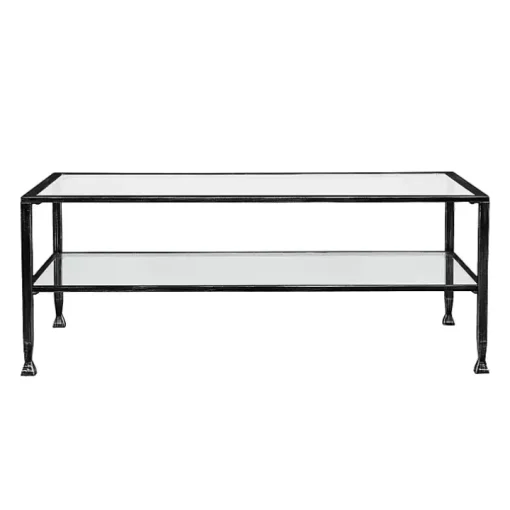 Mara Glass and Black Metal Coffee Table