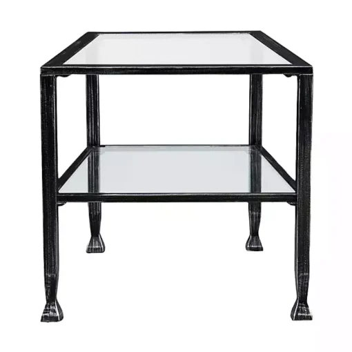 Mara Glass and Black Metal Coffee Table