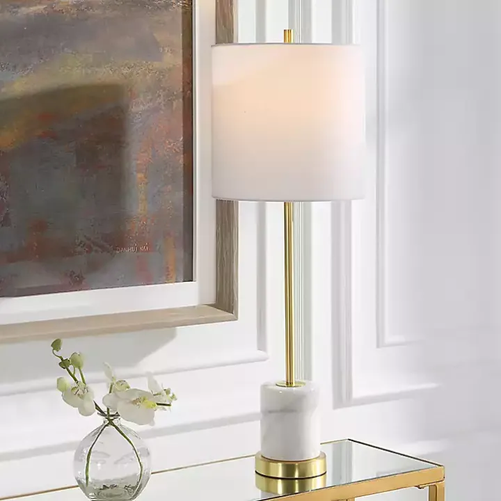 Marble and Gold Turret Buffet Lamp