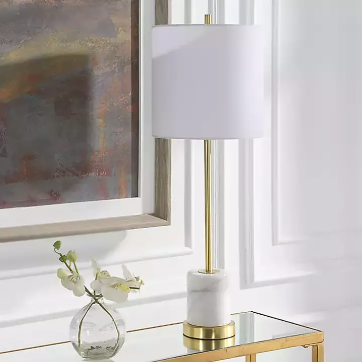 Marble and Gold Turret Buffet Lamp