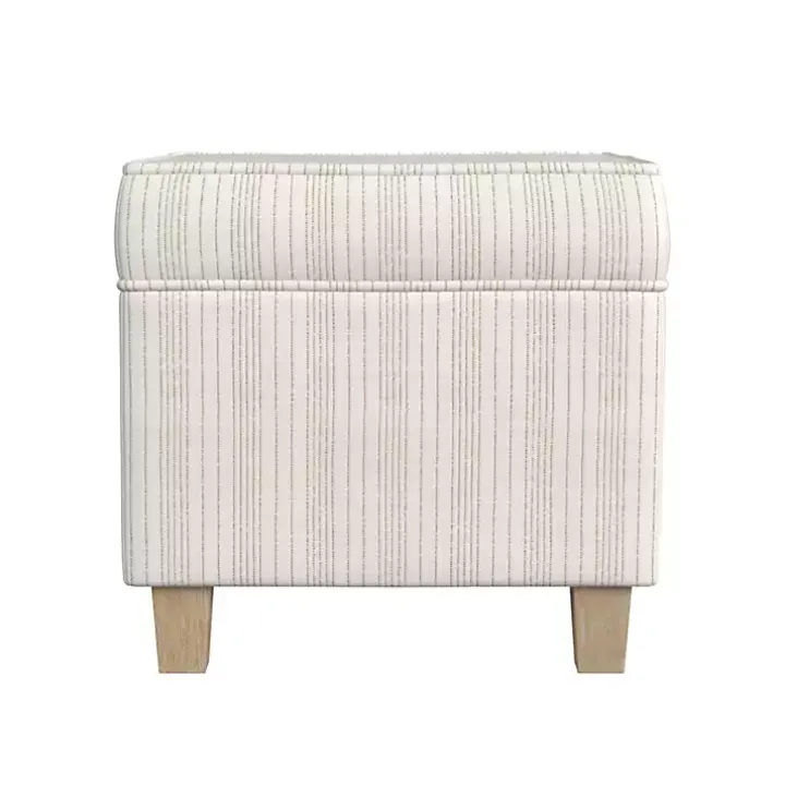 Marigold Stripe Upholstered Square Storage Ottoman