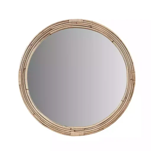 Martha Stewart Natural Round Rattan Wall Mirror