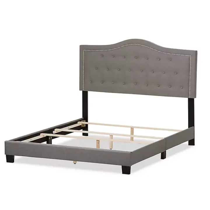 Mary Light Gray Button Tufted Full Bed Frame