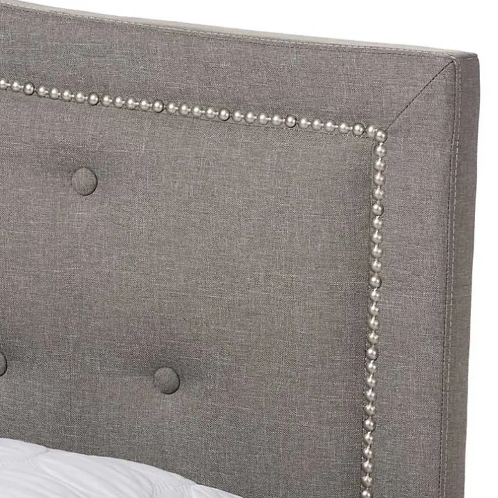 Mary Light Gray Button Tufted Full Bed Frame