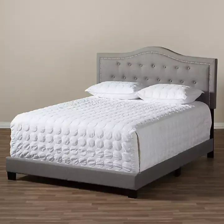 Mary Light Gray Button Tufted Full Bed Frame
