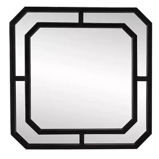 Matte Black Geometric Square Wall Mirror