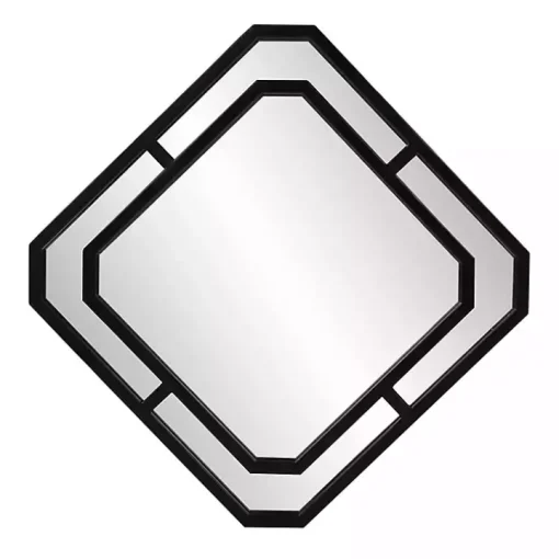 Matte Black Geometric Square Wall Mirror