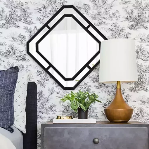 Matte Black Geometric Square Wall Mirror