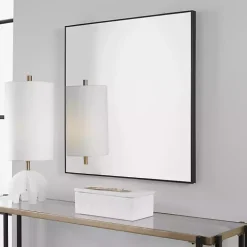 Matte Black Metal Square Framed Mirror