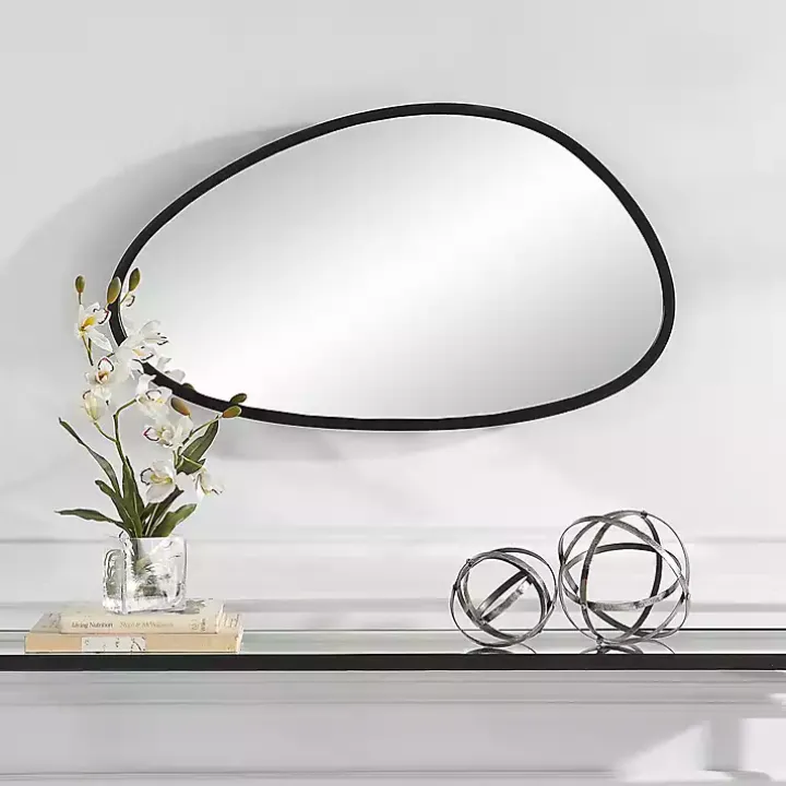 Matte Black Modern Asymmetrical Wall Mirror