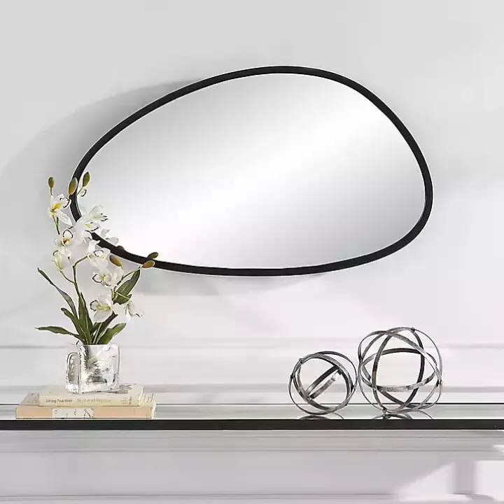 Matte Black Modern Asymmetrical Wall Mirror