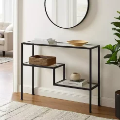 Matte Black Multi Level Console Table