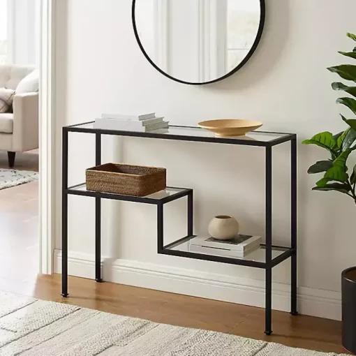Matte Black Multi Level Console Table