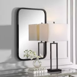 Matte Black Rectangular Wall Mirror