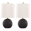 Matte Black Round Kona Table Lamps, Set of 2