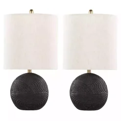 Matte Black Round Kona Table Lamps, Set of 2