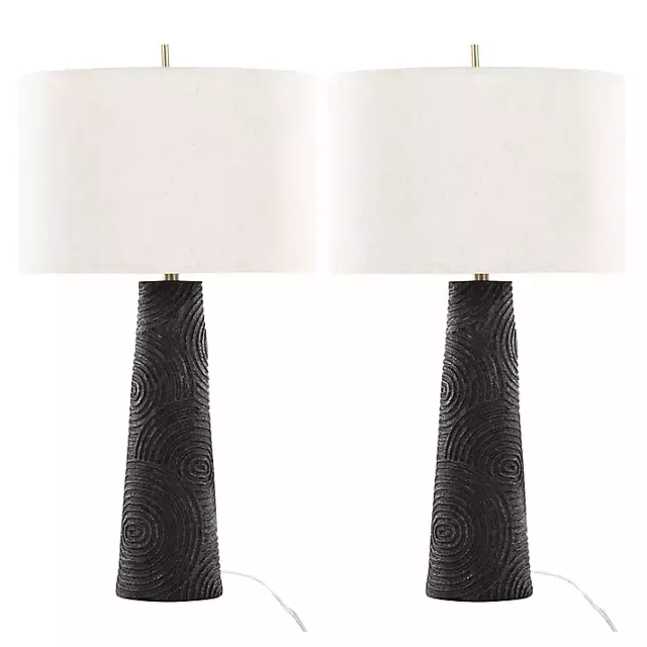 Matte Black Tapered Kona Table Lamps, Set of 2