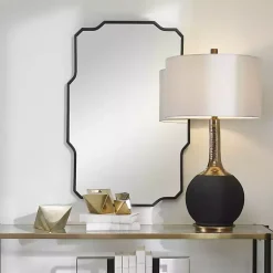 Matte Black Thin Linear Iron Frame Wall Mirror