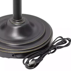 Matte Bronze and White Reading Arm Torchiere