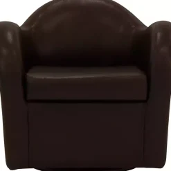 Max Brown Faux Leather Swivel Club Accent Chair