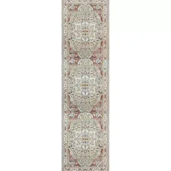 Medallion Ivory Rust Runner, 2x8
