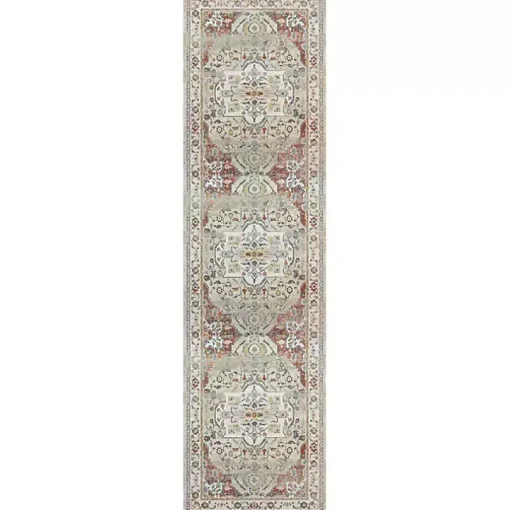 Medallion Ivory Rust Runner, 2x8