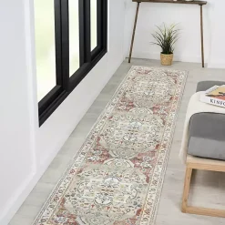 Medallion Ivory Rust Runner, 2x8
