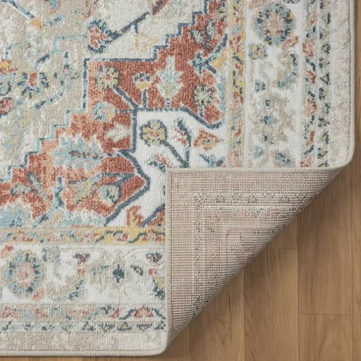 Medallion Ivory Rust Runner, 2x8