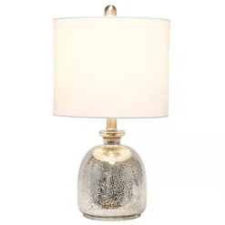 Mercury Hammered Glass White Shade Table Lamp