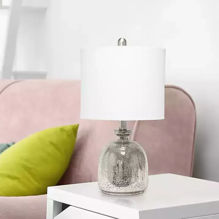 Mercury Hammered Glass White Shade Table Lamp