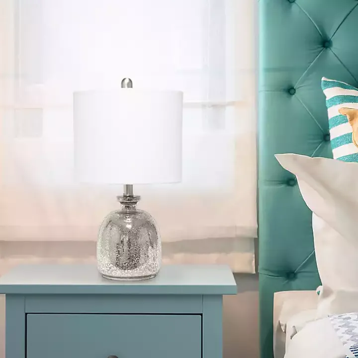 Mercury Hammered Glass White Shade Table Lamp