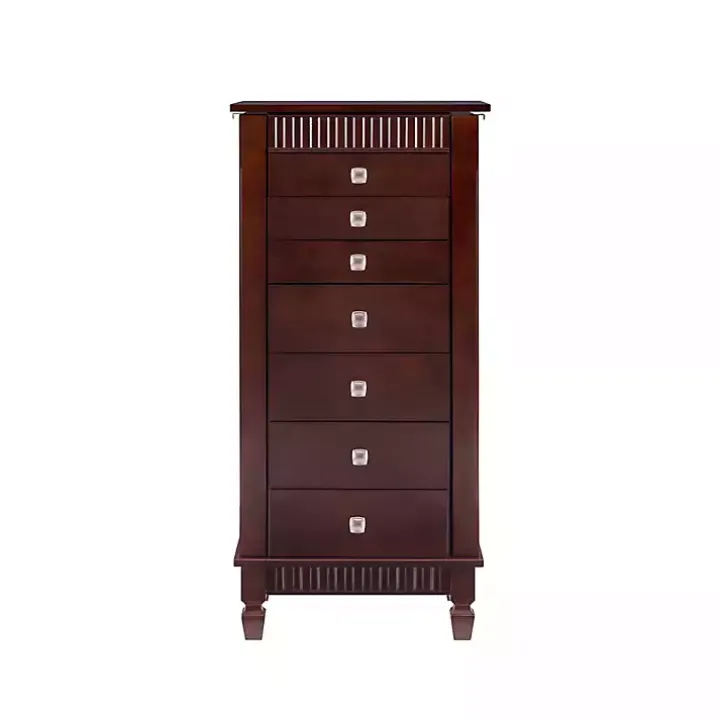 Merlot Wood 7-Drawer Joslyn Jewelry Armoire