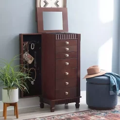 Merlot Wood 7-Drawer Joslyn Jewelry Armoire