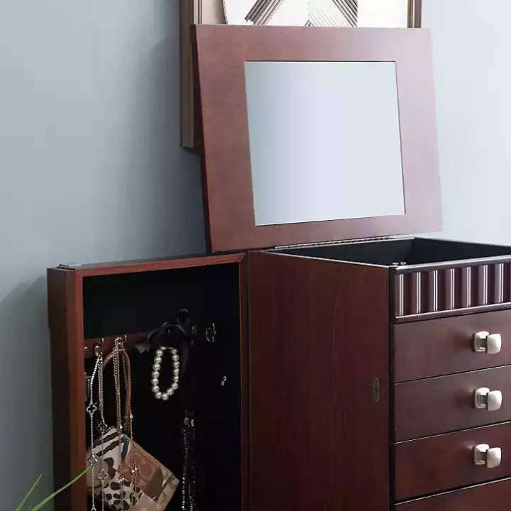 Merlot Wood 7-Drawer Joslyn Jewelry Armoire